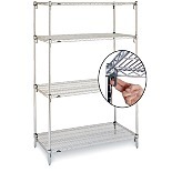 Metro Super Adjustable Super Erecta Industrial Wire Shelving Starter Units, Chrome